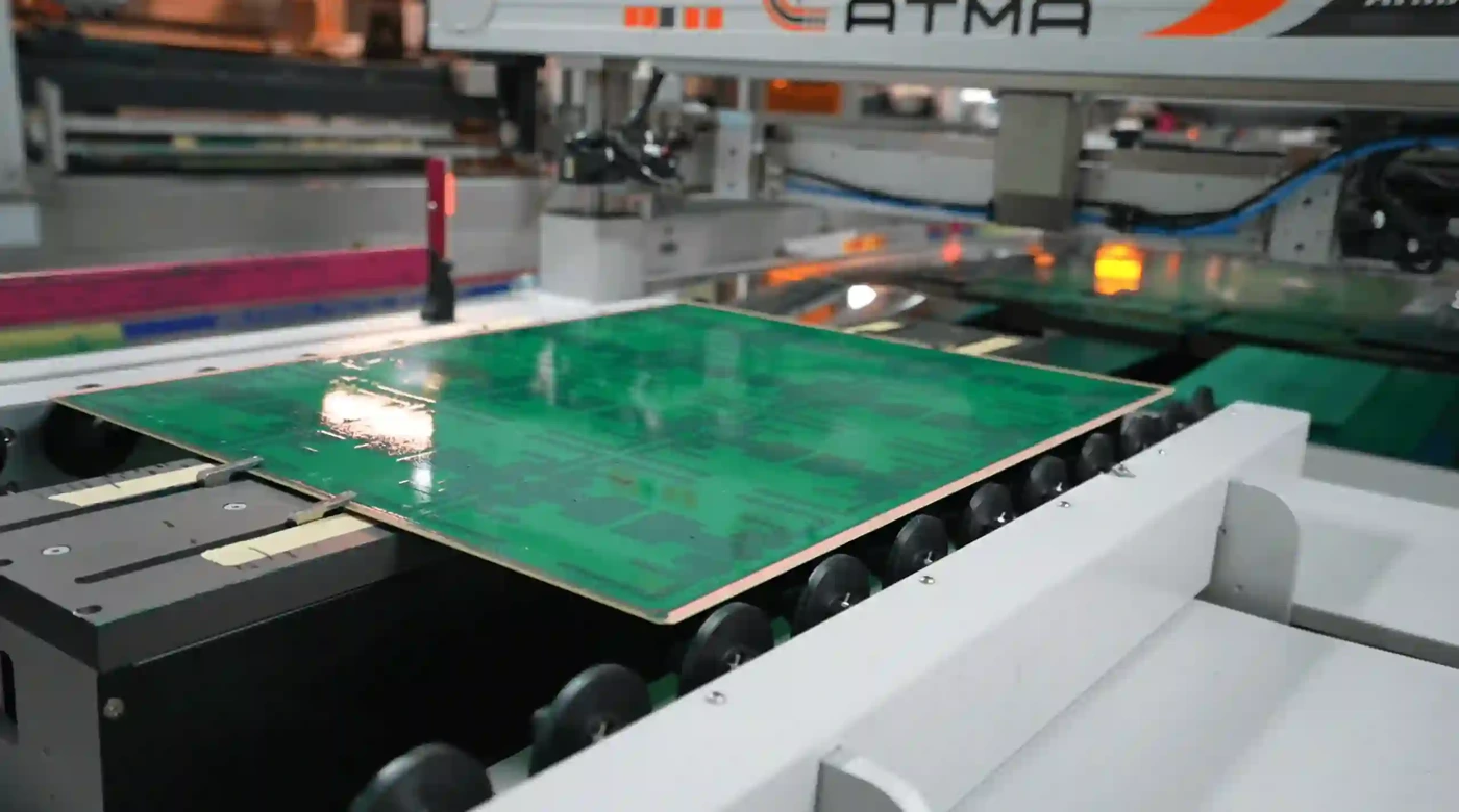 PCB panel processing pictured on Huason’s official website. The image does not establish a finished-board specification.
